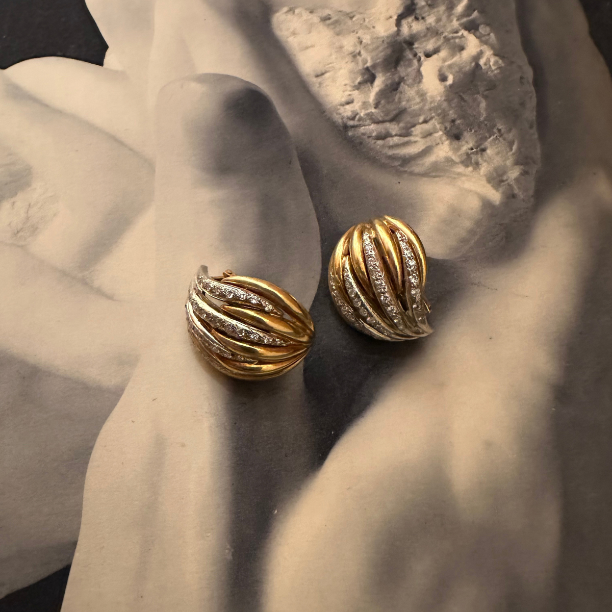 Diamond Statement Sculptural Clip-On Earrings