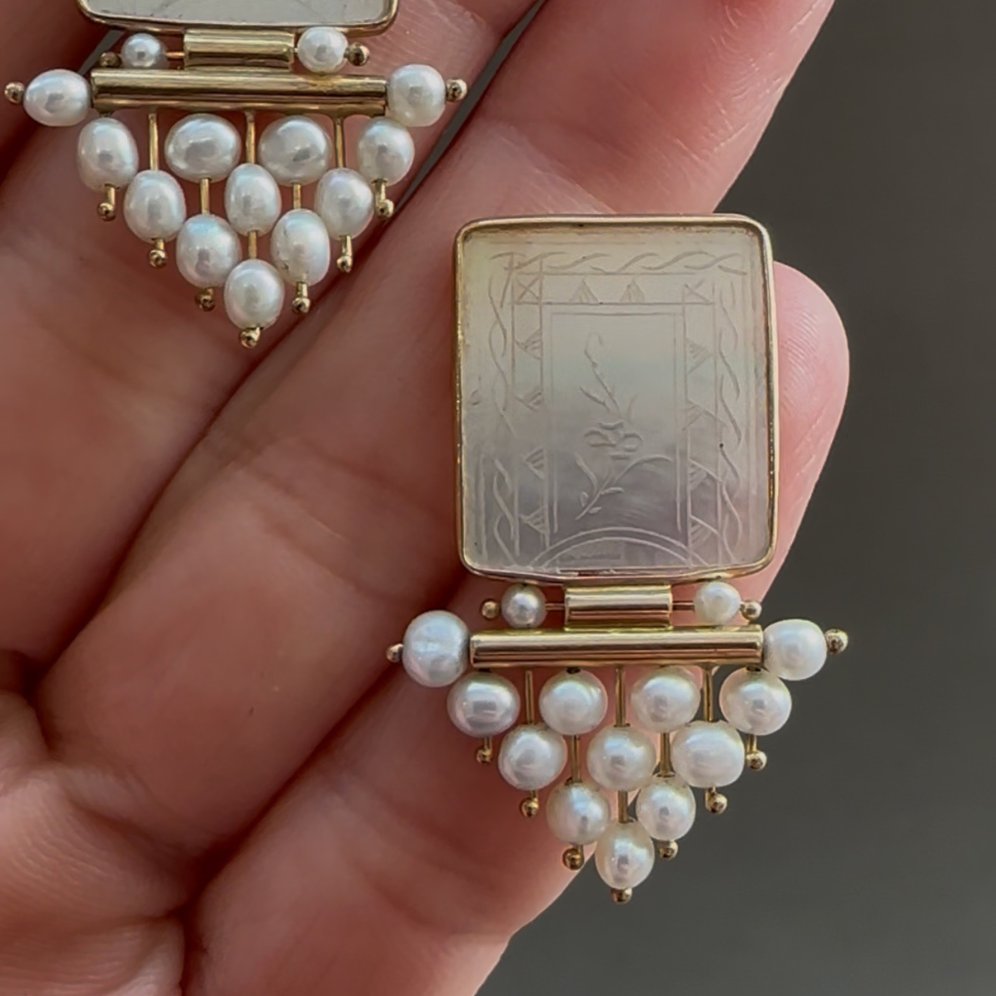 Antique Chinese Mother-of-Pearl Earrings