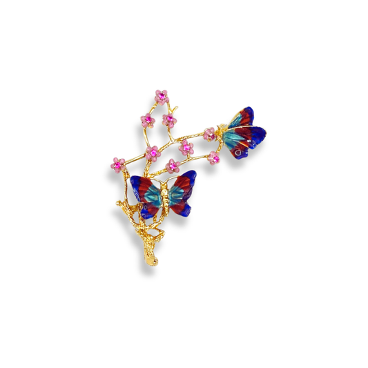 Ippolita Gold Enamel Butterfly & Blossom Brooch