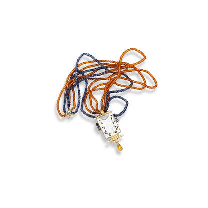 Sapphire Necklace with Antique Chinese Gambling Chip Pendant