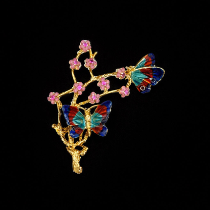 Ippolita Gold Enamel Butterfly & Blossom Brooch