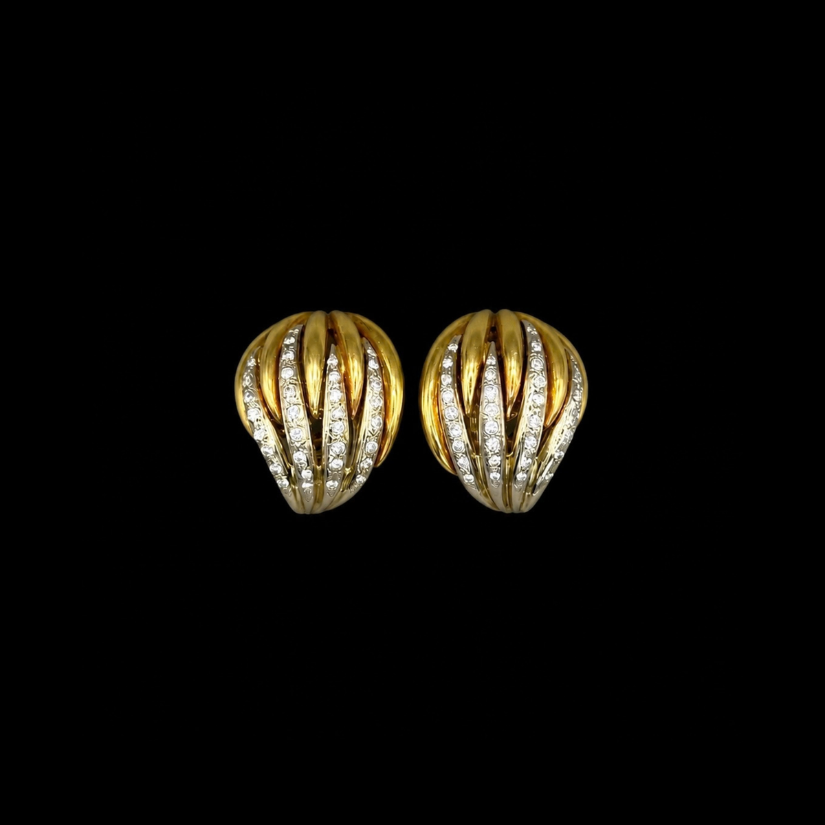 Diamond Statement Sculptural Clip-On Earrings
