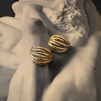 Diamond Statement Sculptural Clip-On Earrings