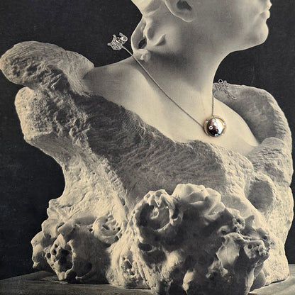 Diamond Sphere Pendant Necklace in White Gold