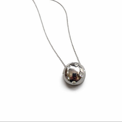 Diamond Sphere Pendant Necklace in White Gold