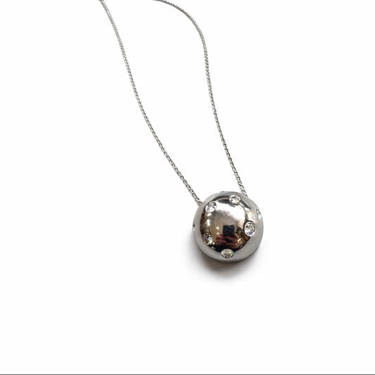 Diamond Sphere Pendant Necklace in White Gold