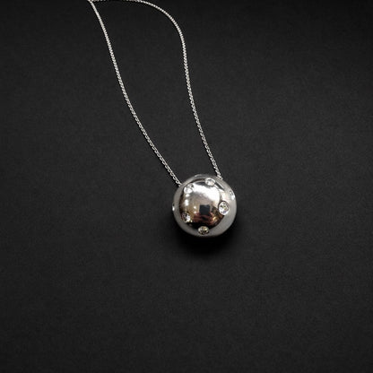 Diamond Sphere Pendant Necklace in White Gold