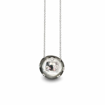 Diamond Sphere Pendant Necklace in White Gold