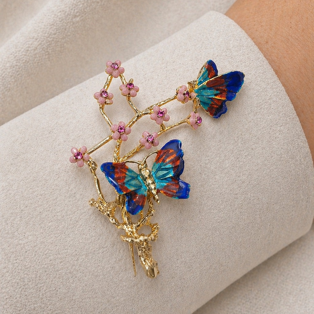 Ippolita Gold Enamel Butterfly & Blossom Brooch