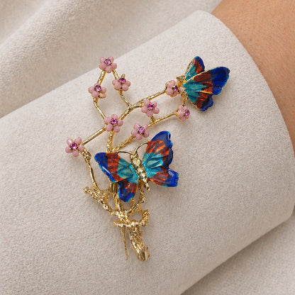 Ippolita Gold Enamel Butterfly & Blossom Brooch