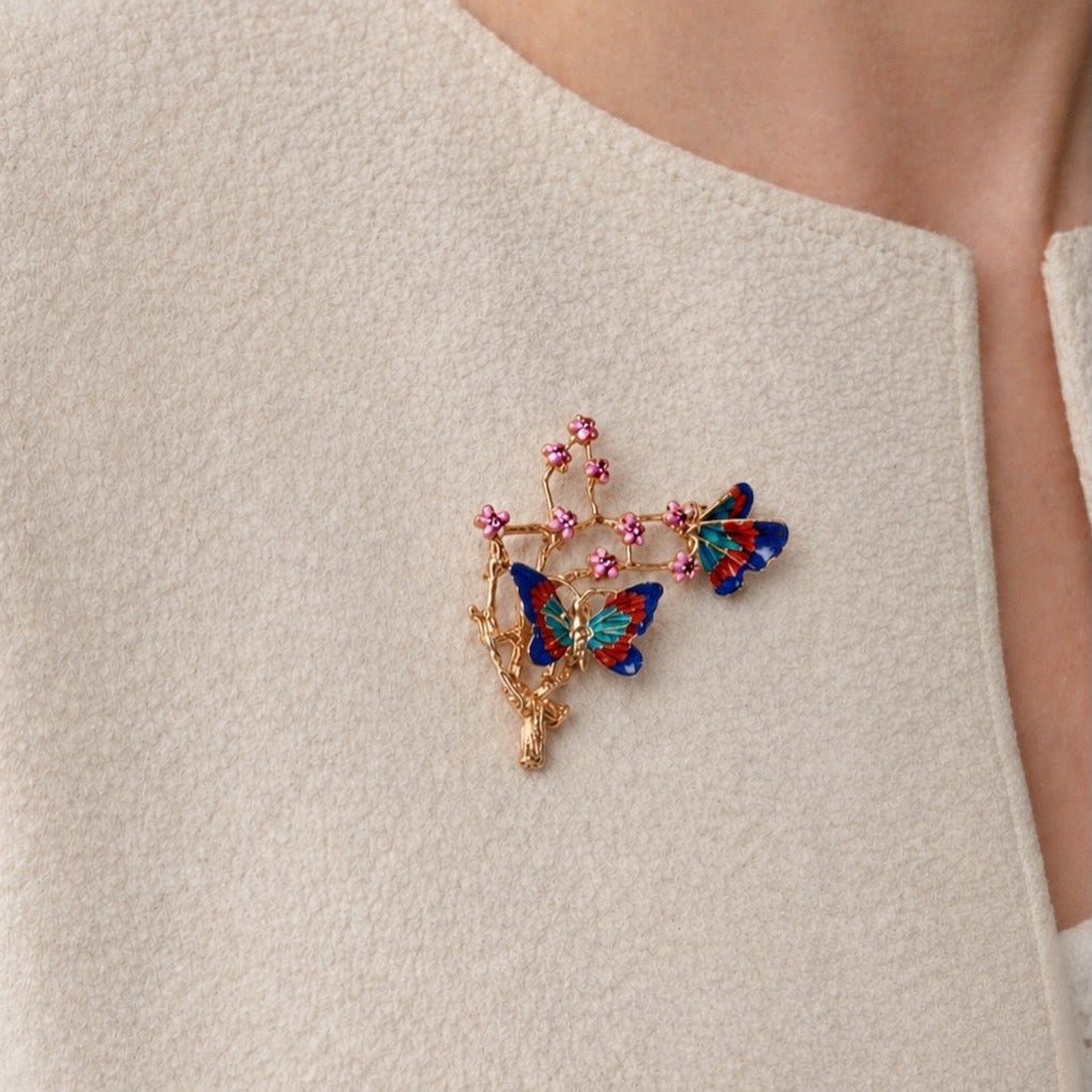 Ippolita Gold Enamel Butterfly & Blossom Brooch