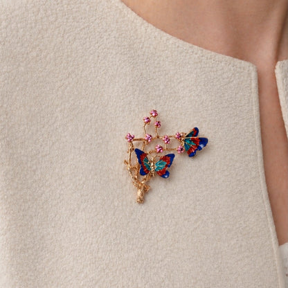 Ippolita Gold Enamel Butterfly & Blossom Brooch