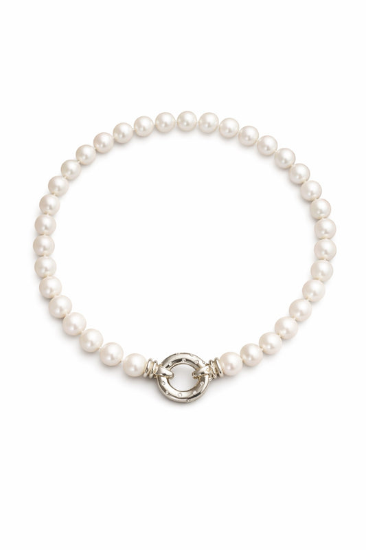 10 mm Luminous Pearl Strand Necklace – 14K White Gold Clasp | Timeless Classic